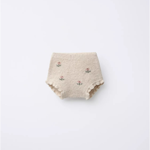 FLORAL EMBROIDERY KNIT BOTTOMS - Light beige | ZARA United States