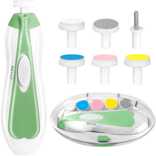 Baby Nail Trimmer Electric, 6 in 1 Baby Nail File Clippers Infant Grooming Kit Manicure Set for Toddler or Adults, Green