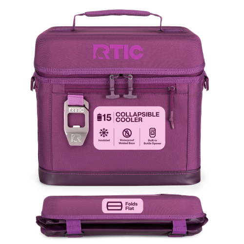 RTIC 15-Can, 16 Qt, Collapsible Soft Cooler with Bottle Opener, Berry Jam