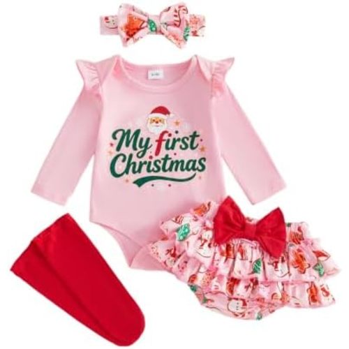 Newborn Baby Girl Easter Outfit Bunny Clothes Romper+Bloomers Tutu Skirt+Socks+Headband Set First Easter Outfit