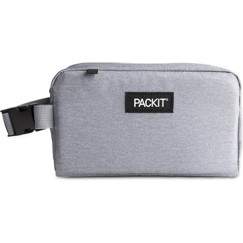 PackIt® Freezable Snack Box, Gray Fog, Built with ECOFREEZE® Technology, Collapsible, Reusable, Zip Closure with Buckle Handle, Designed For Work Snacks, Fresh Snacks On the Go, Adults, and All Ages