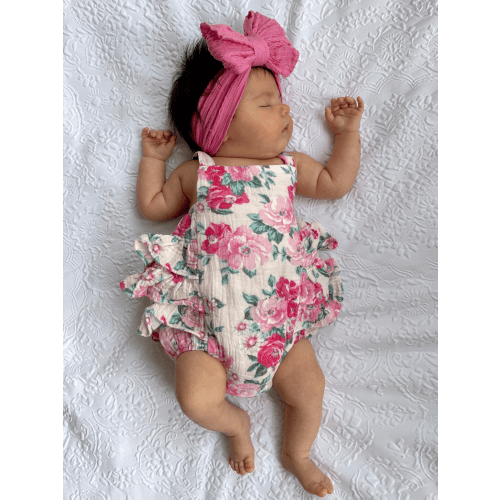 Muslin Ruffle Sunsuit, Pink Splendor