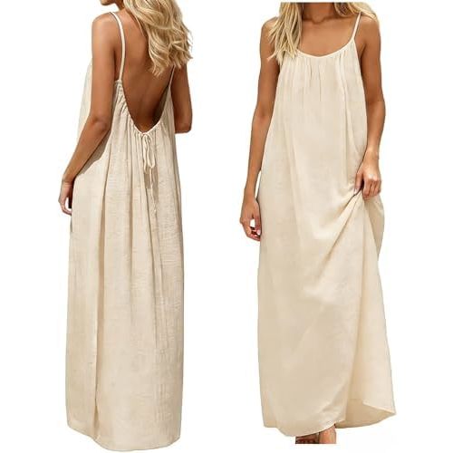 Backless Cami Dress Backless Dress House Dress for Women Sleeveless Long Cami Lounge Dress Backless for Indoor Summer Wear