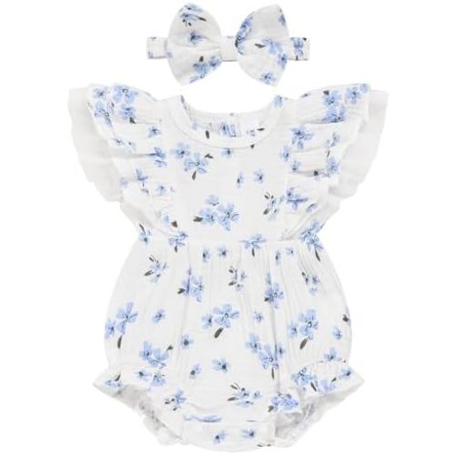 TITKKOP Ruffle Bubble Romper for Baby Girl | One-Piece Shorts Jumpsuit | Summer Outfit & Dress for Infants 0-18M