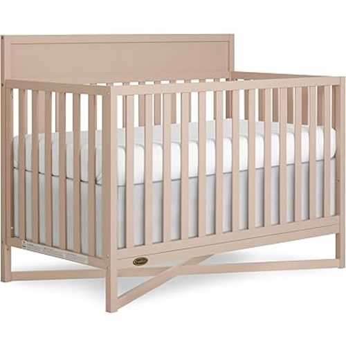 Dream On Me Owen 5-in-1 Convertible Crib in Almond Butter, Converts from Crib to Toddler Bed, Day Bed, Kids Sofa & Full Size Bed