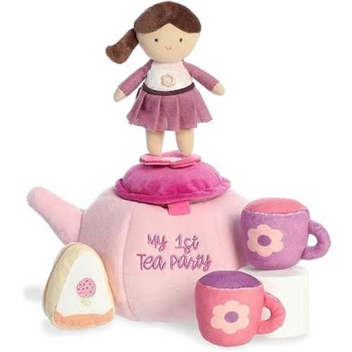 ebba™ Engaging Baby Talk™ My Lil Tea Party™ Baby Stuffed Animal - Sensory Delight - Interactive Learning - Purple 9 Inches