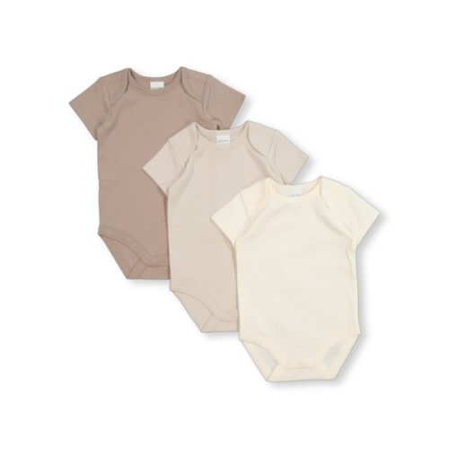 Medium Brown Baby 3 Pack Short Sleeve Interlock Bodysuit | Best&Less™ Online
