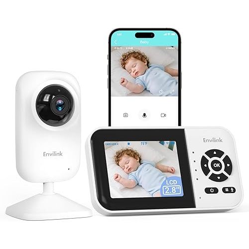 Baby Monitor with Camera and Audio, Video Baby Monitor WiFi Night Vision, 2.8" LCD Screen Baby Camera VOX Mode Alarm and 1200ft Long Range