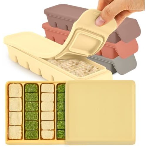 All-in-One Baby Food Storage Bundle - Airtight Silicone Container + 4-Pack Freezer Trays with Leak-Resistant Lids, 6 Cavities (1oz Each), BPA Free, Made in Korea, Microwave & Dishwasher Safe