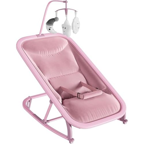 Garvee Baby Swing for Infants, Aluminum Frame Infant Rocker with Toy Bar, Adjustable 3-Position Baby Swing Chair, Forward & Back Rocking, Lockable Stationary Mode
