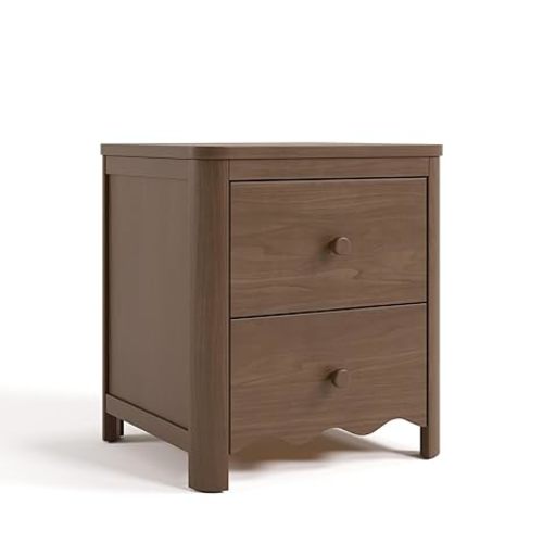 Storkcraft Casablanca 2 Drawer Nightstand (Hazelnut) - GREENGUARD Gold Certified, Storage for Kids Bedroom, Premium Wood Nightstand with Elegant, Iconic Wave Detailing and Rounded Posts