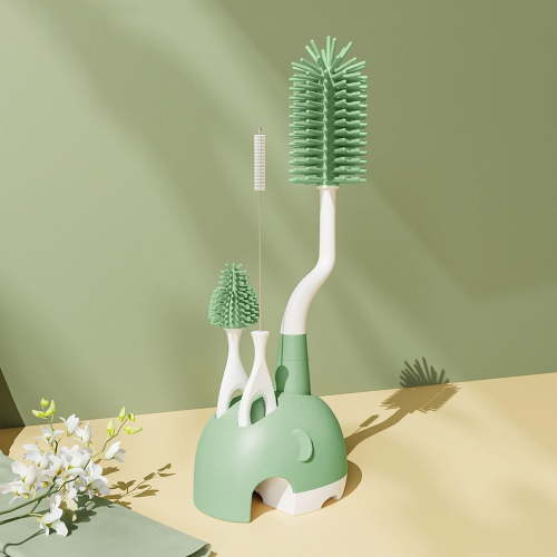 Baby Bottle Brush Cleaning Set Silicone Bottle Cleaner Straw Nipple Brush with Drying Stand Rotating Multi Angle Cleaning Kit for Baby Bottles Cups Pacifiers Hygienic Feeding Cleaning Tool Set