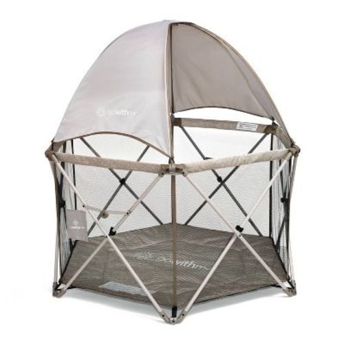 Baby Delight Go With Me Deluxe Eclipse Portable Playard with Canopy and Pad - Sandstone