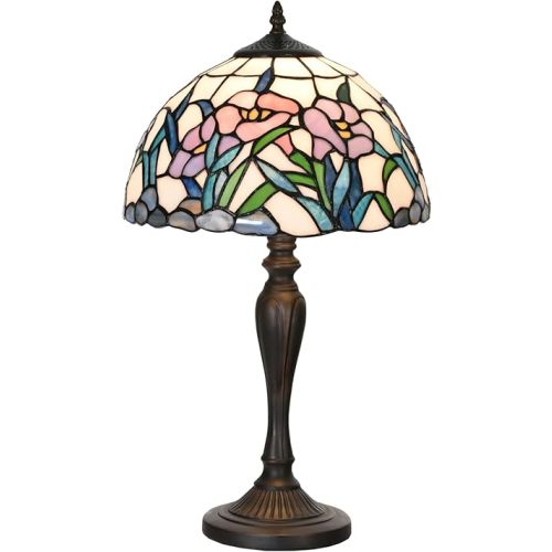 TL0004 Tiffany Table Lamp Stained Glass Bedside Lamp Daffodfil Flowers Design Reading Desk Light 12X21.5 Inches for Bedroom Living Room Home Office, lED Bulb Included