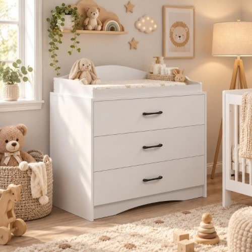 Famapy Changing Table Dresser with 3 - Drawer,Baby Dresser Chest,Multi - Use Storage,Smooth Drawers,Safe Changing Station for Nursery