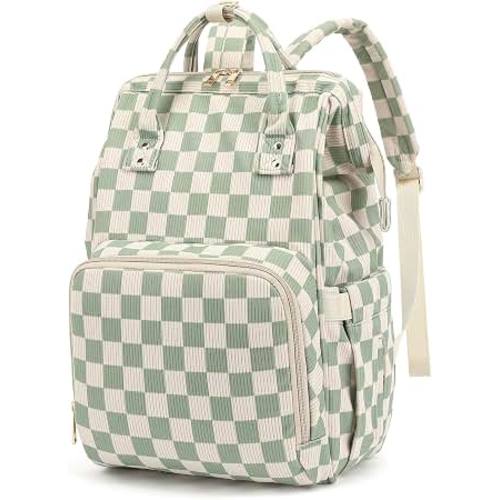 Amazon.com: Dezcrab Baby Diaper Bag Backpack for Mom, Large Capacity Travel Nappy Bag for Boys & Girls with Stroller Straps (Corduroy Checkered Green)