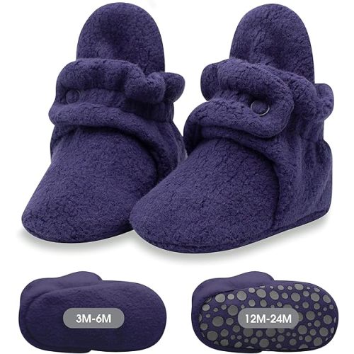Zutano Unisex Fleece Baby Booties, Two Snap Closure, Newborn to 24 Months