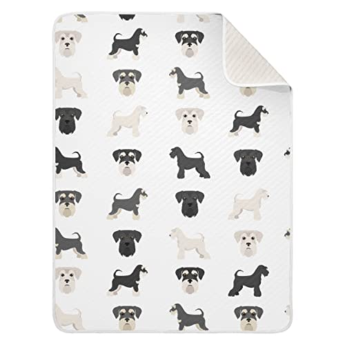 Swaddle Blanket for Infants, Miniature Schnauzer Dogs, Cotton, Lightweight Soft Swaddling Blanket for Crib, Stroller, Nursery, 30X40 in