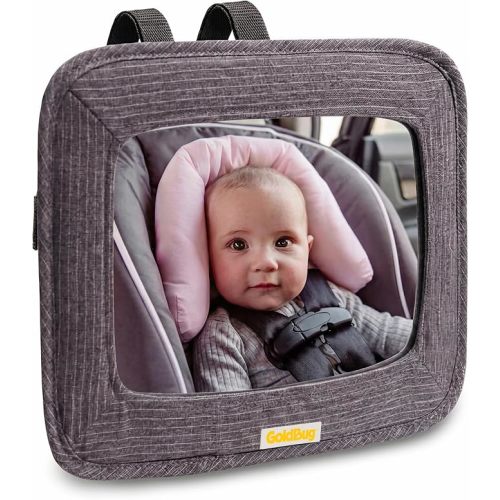 GoldBug Soft Sided Rear & Forward Facing Safety Mirror for Baby & Toddler - Shatter Resistant - Jumbo Baby Car Mirror