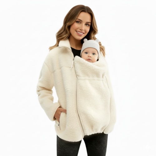 Soft Fleece Jacket For Moms With Baby Insert Panel
