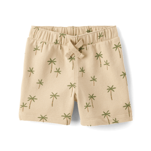 Baby And Toddler Boys Palm Tree French Terry Active Shorts - Tan