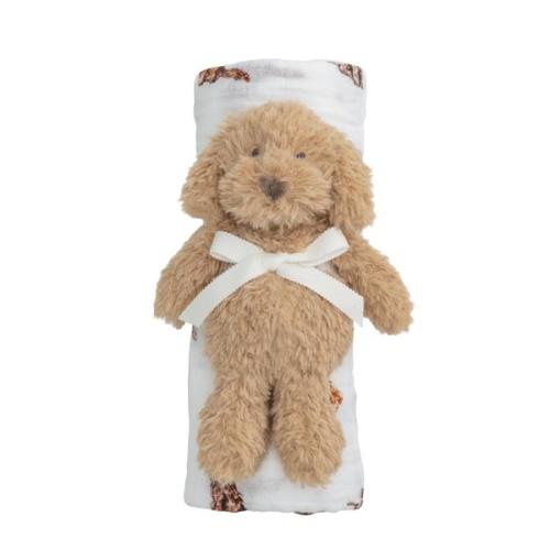 Doodle Swaddle And Rattle Set