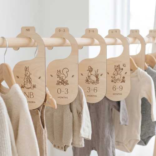 Peter Rabbit Wood Closet Dividers | Set of 7 Baby Clothes Organizers | Storybook Nursery Decor
