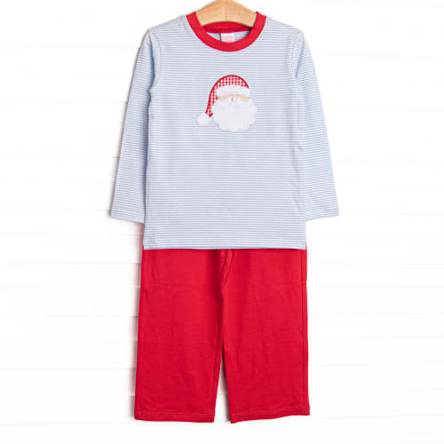 Checking It Twice Applique Pant Set, Blue – Stitchy Fish