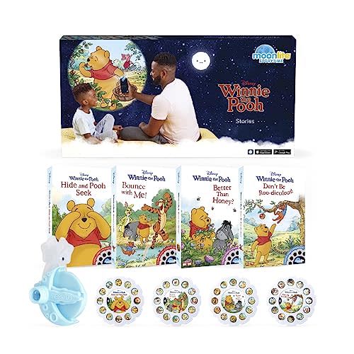 Moonlite Storytime Mini Projector with 4 Winnie The Pooh Stories, A Magical Way to Read Together, Digital Storybooks, Fun Sound Effects, Learning Gifts for Kids Ages 1 and Up
