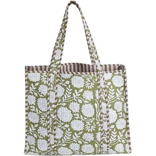 Cotton Tiger Block Print Tote Bag, Indian Handmade Shopping Shoulder Bag, Unisex Market Daily Use