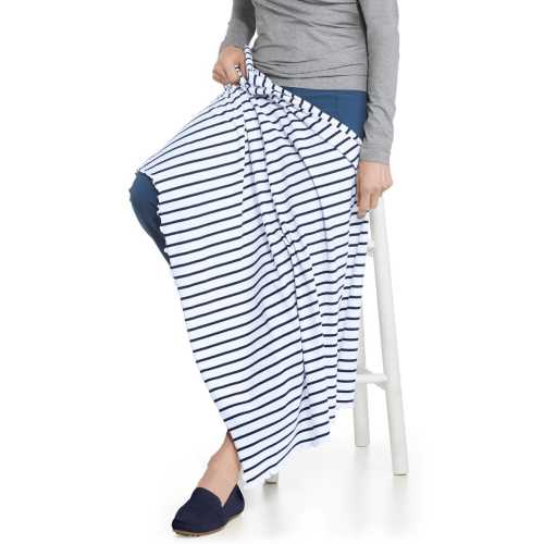 Savannah Sun Blanket | White/Navy Stripe