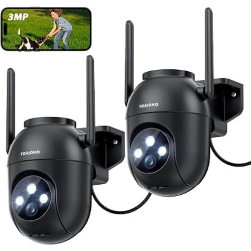 2Pack Security Camera Outdoor Wired: 3MP Camera for Home Security Outside 2.4G/5G WiFi Homekit System Outdoor Plug in Dome Surveillance Video Cam 360° Auto Tracking Color Night Vision 24/7 Recording