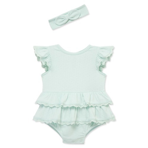 Aqua Lace Bubble Bubble Romper & Headband Set