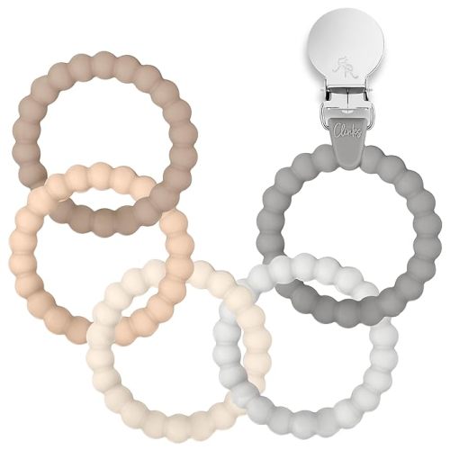 Ryan & Rose Cutie Clinks Attachable Teether Chew Toy for Babies (Neutral)