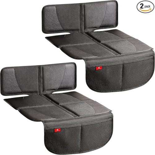 Helteko Carseat Protector with Thickest Padding, 2 Pack Auto Seat Pad from Waterproof & Stain Resistant for Child Baby , Kick Mat Material for Leather and Fabric Seat