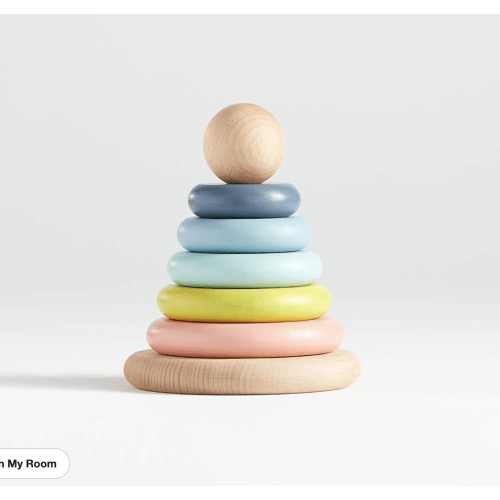 Small Rainbow Wooden Baby Stacking Ring