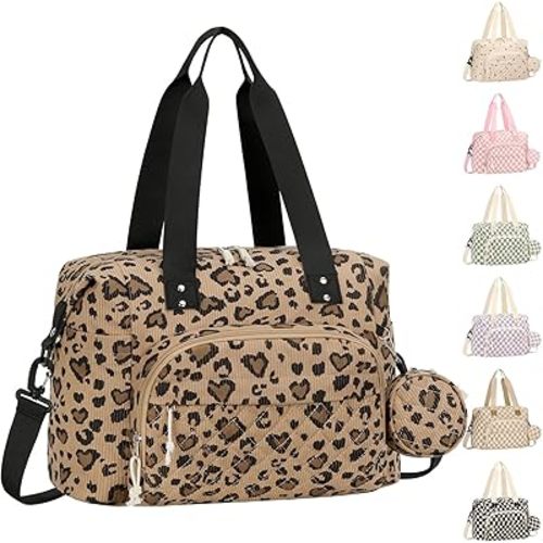 Tenot Diaper Bag Tote, Baby Bag with Pacifier Case, Leopard Print