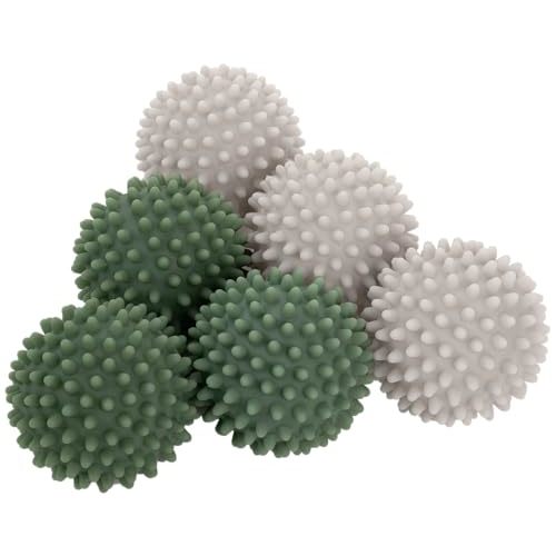 S&T INC. Reusable Plastic Dryer Balls, Fabric Softener for Laundry, Sage and Grey, 2.5 in, 6 Pack