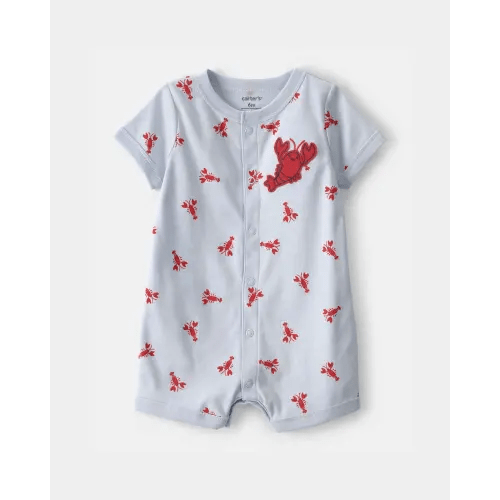 Baby Boy Lobster Short-Sleeve Romper - Grey | Carter's