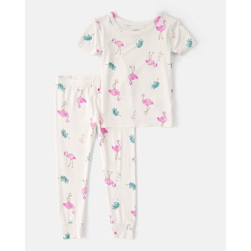 Toddler Girl Flamingo PurelySoft Short-Sleeve Snug Fit 2-Piece Pajama Set - Ivory | Carter's