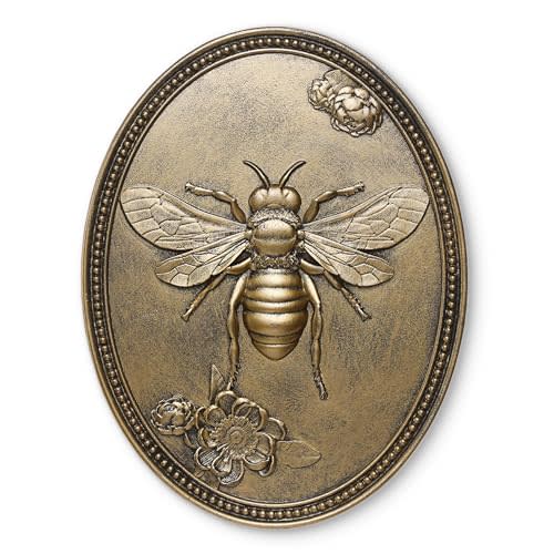 Newinhome Vintage Bee Wall Sculpture, Antique Wall Decor, Hanging Decoration with Embossed Bee Design, Vintage Decoration for Living Room, Bedroom and Hallway, Housewarming Gift
