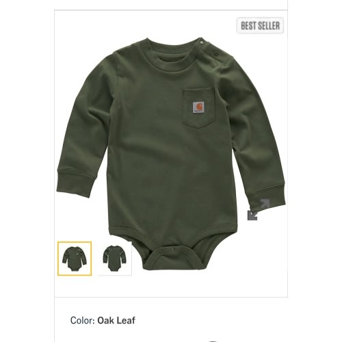 Carhartt Long Sleeve Pocket Bodysuit (Baby) | Green 9M