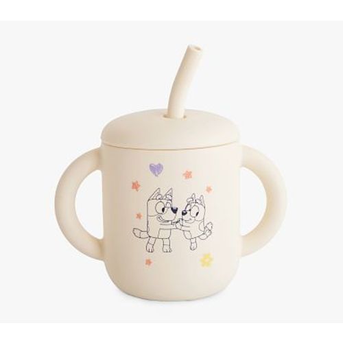 Mushie Silicone Training Cup + Straw - Bluey Ivory