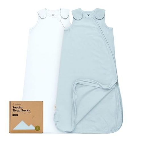 2-Pack Organic Baby Sleep Sacks, 100% Cotton - Soft & Breathable 0.5TOG Baby Wearable Blanket, Toddler Sleeping Sack 6-18 Months, Easy to Wear Transitional Swaddles for Newborns, Infants (Glacier, M)