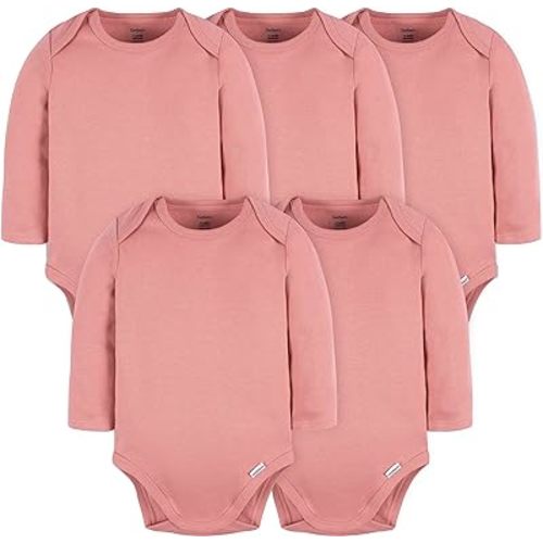 Gerber Unisex Baby Long Sleeve Solid Onesies Multi-pack Interlock 180 Gsm