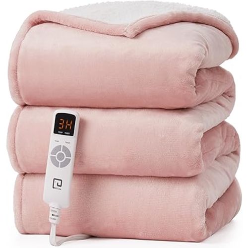 EHEYCIGA Heated Blanket - 9 Heating Levels, 10 Hour Auto Off, Soft Cozy Sherpa Washable Throw, 50 x 60 Inches