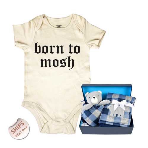 born to mosh Baby Bodysuit and blanket, baby gift, pregnancy announcement, newborn gift, Baby Shower Gift, 2000703