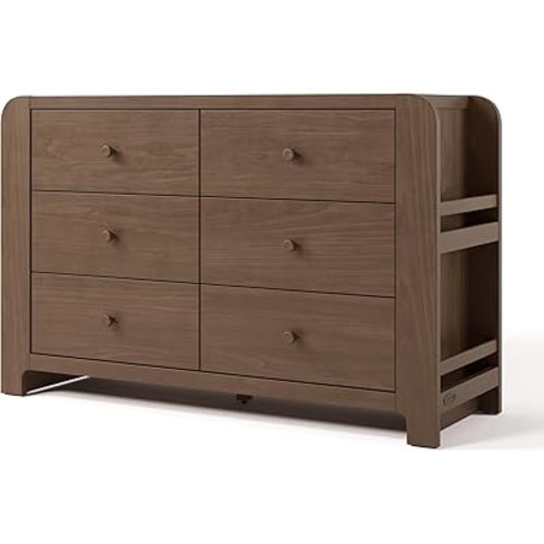 Graco Read-with-Me 6 Drawer Dresser with Bookshelves – GREENGUARD Gold Certified Storage for Baby and Kids Room, Interlocking Drawer System (Hazelnut)