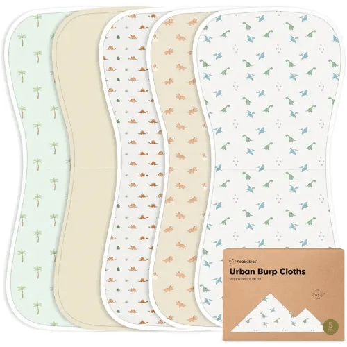 Organic Burp Cloths Baby Boy & Girl - 5-Pack Super Absorbent Cotton Burping Cloths for Babies, Soft & Plush Newborn Spit Up Rags, Infant Towels for Milk Spit Up, Unisex, Large 21" x 10" (Roarsome)