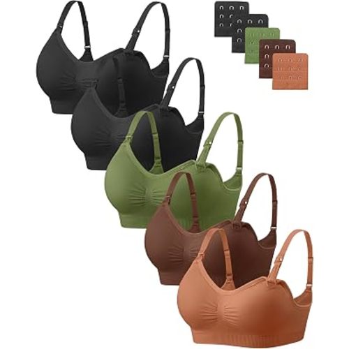 Angelhood Women Nursing Bras for Breastfeeding 5 Pack, Maternity Sleep Bra
